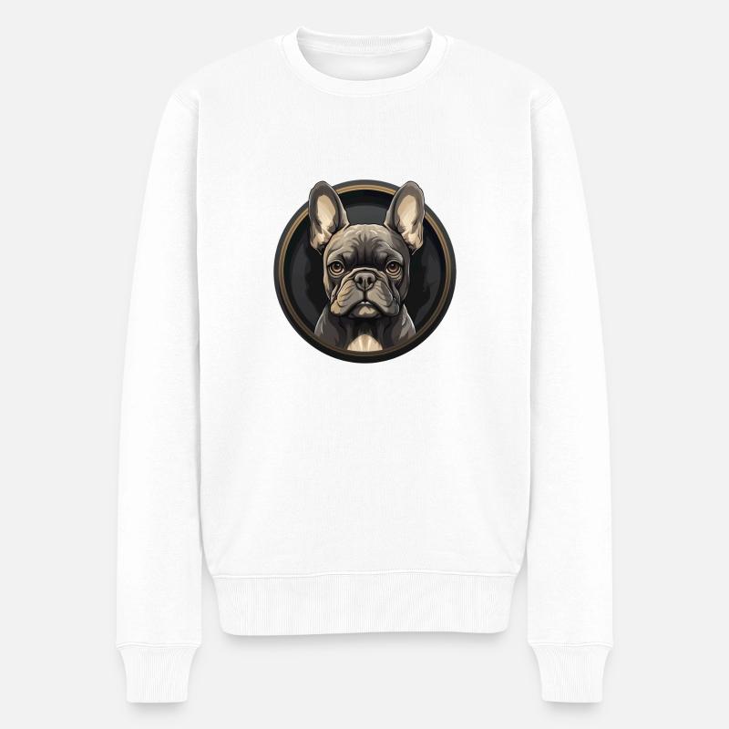 Französische Bulldogge - Männer Premium Bio Pullover - Weiß