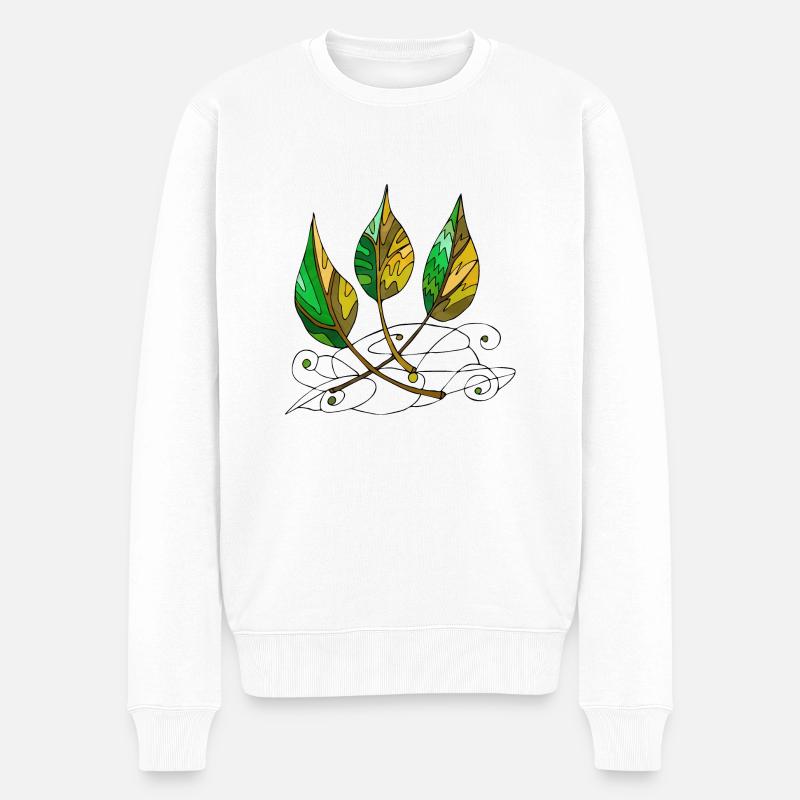 Blätter - Männer Premium Bio Pullover - Weiß