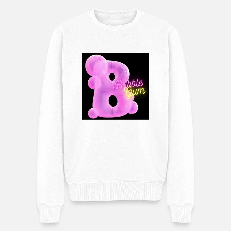 Bubble Gum Pink - Männer Premium Bio Pullover - Weiß