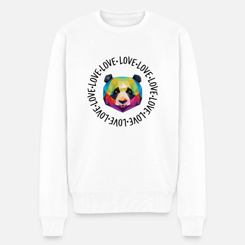 Amour - Love - Panda - Pull Premium bio Homme - blanc