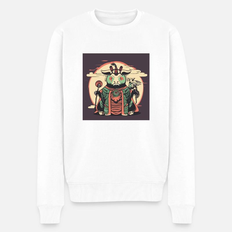 Ziegen Priester - Männer Premium Bio Pullover - Weiß