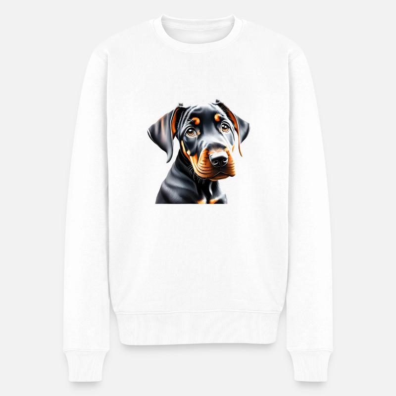 Dobermann Hund Dobermanntrainer Dobermannwelpe - Männer Premium Bio Pullover - Weiß