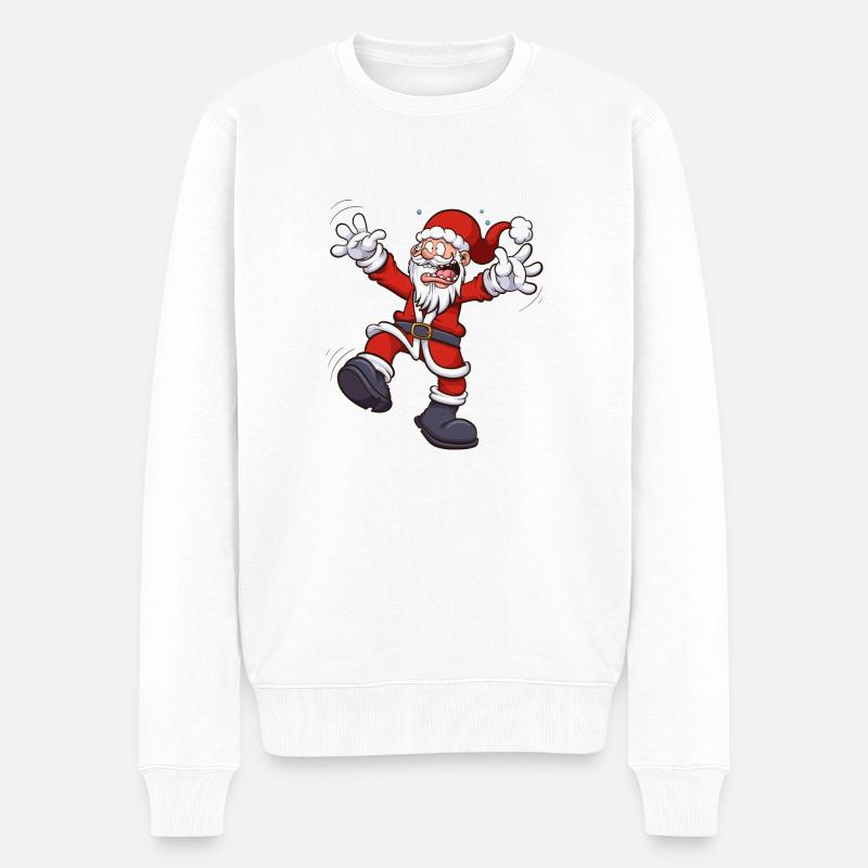 Verängstigter Weihnachtsmann - Männer Premium Bio Pullover - Weiß