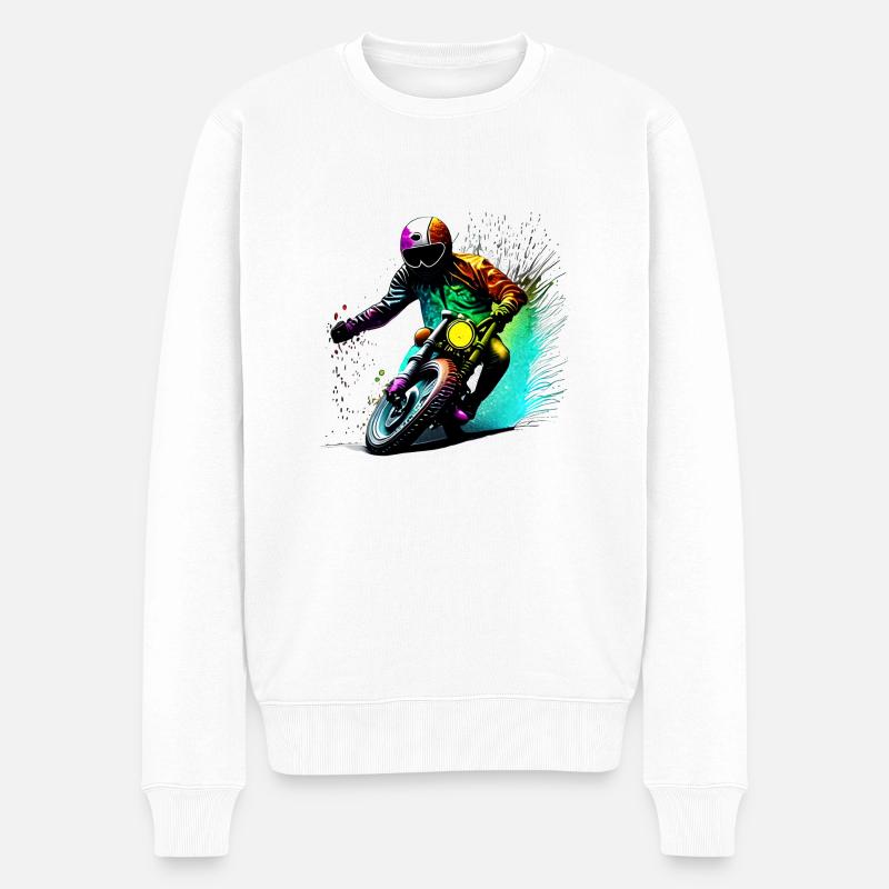 Motorrad Motorcross Motorradfahrer Motorradfan - Männer Premium Bio Pullover - Weiß