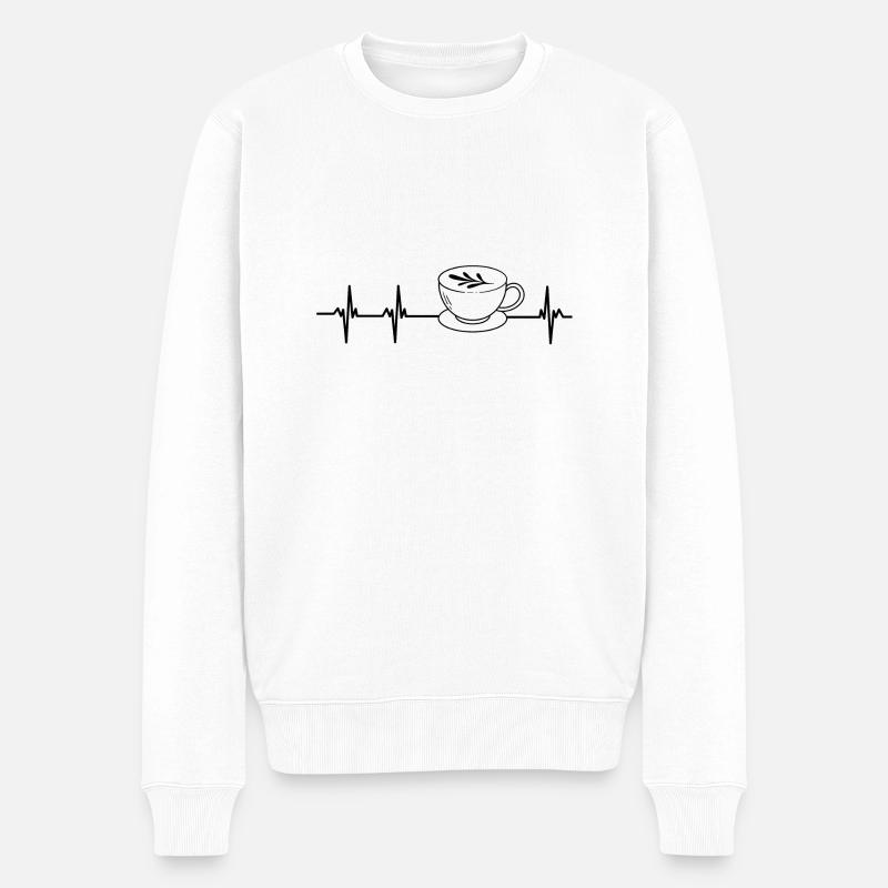 Herzschlag Kaffee - Männer Premium Bio Pullover - Weiß