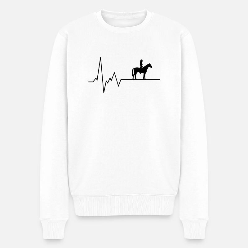 Cavalier de battement de cœur - Pull Premium bio Homme - blanc