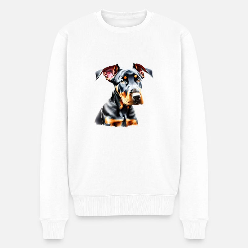 Dobermann Hund Dobermannwelpe Dobermanntrainer - Männer Premium Bio Pullover - Weiß