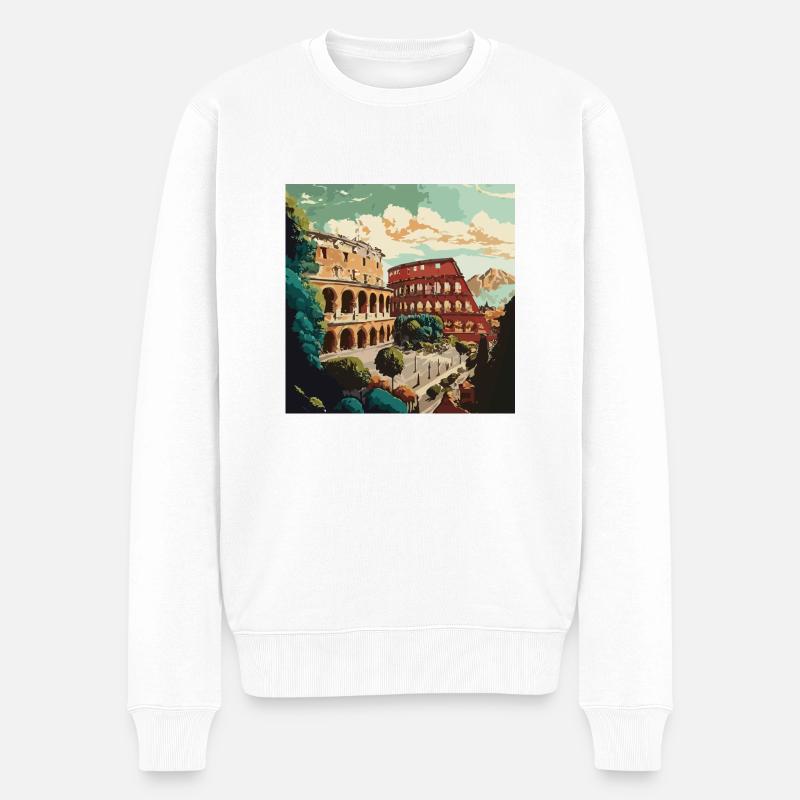 Straßen von Rom - Männer Premium Bio Pullover - Weiß