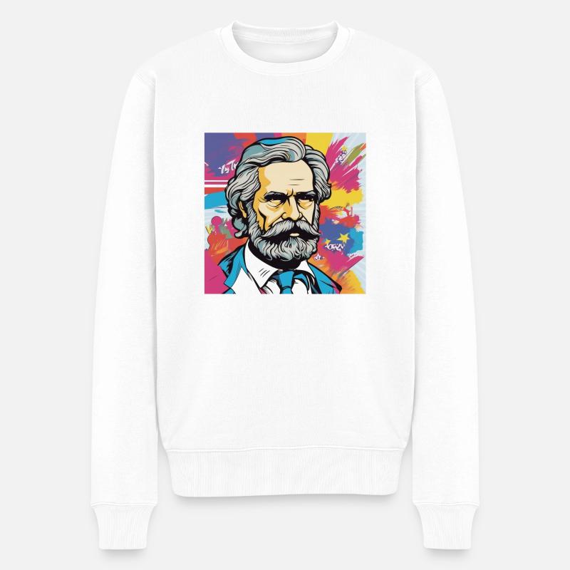 Karl Marx - Communist - Kommunist - Männer Premium Bio Pullover - Weiß