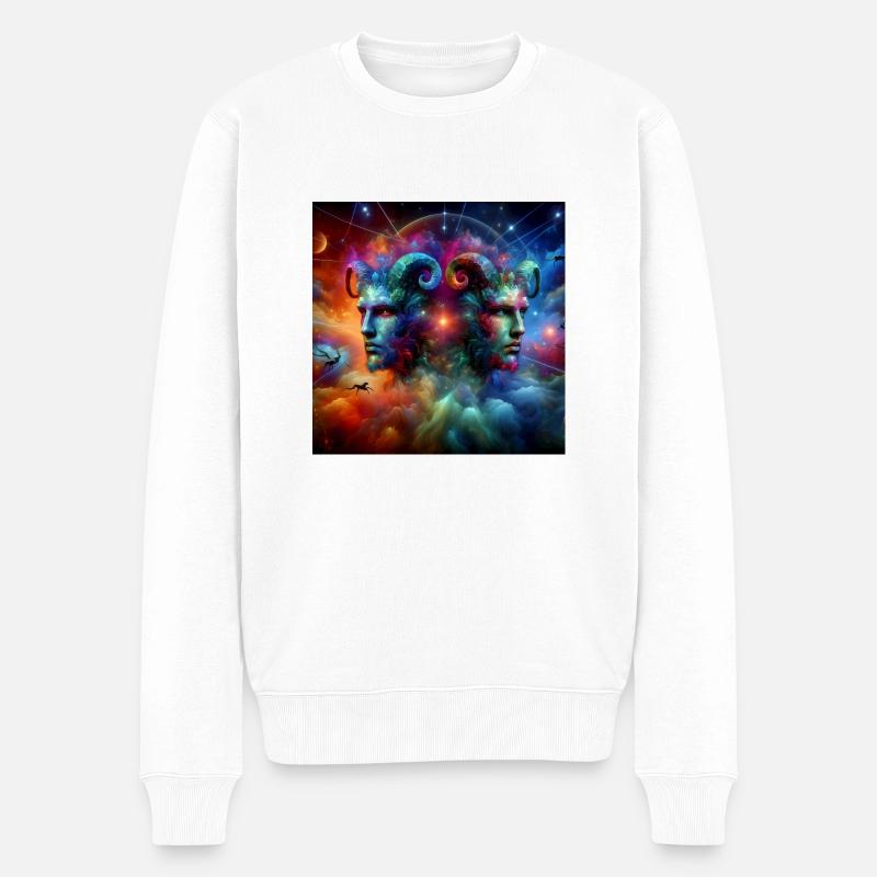 Satyr Zwilling, Widder - Männer Premium Bio Pullover - Weiß