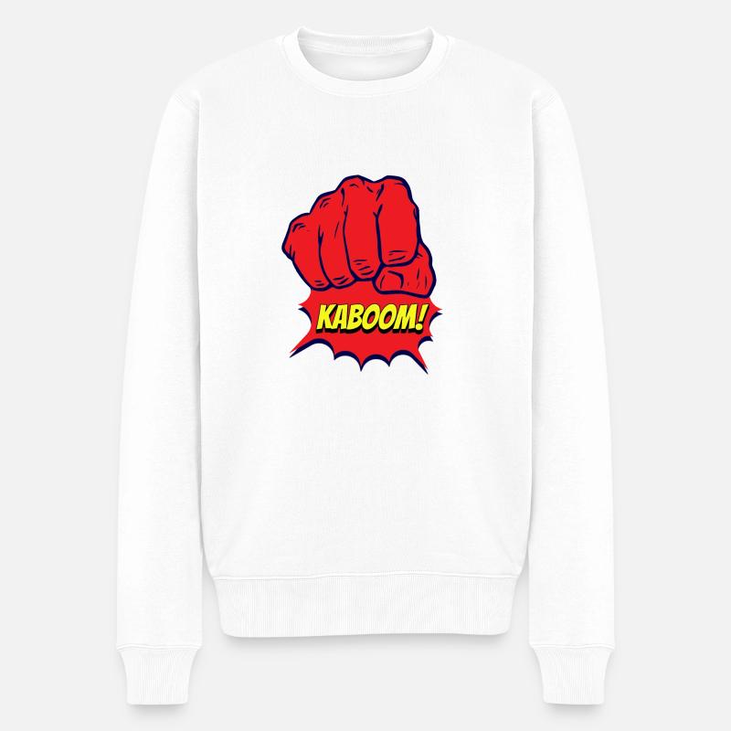 Poing rouge et fort, kaboom - Pull Premium bio Homme - blanc