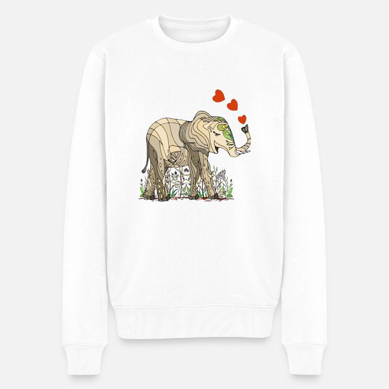 Elefant - Männer Premium Bio Pullover - Weiß