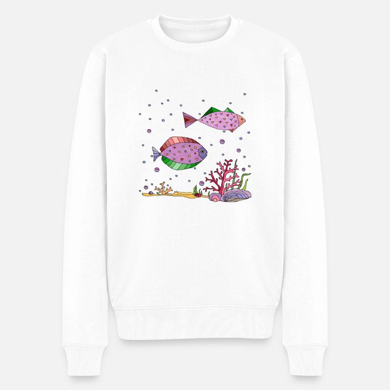 Poissons - Pull Premium bio Homme - blanc