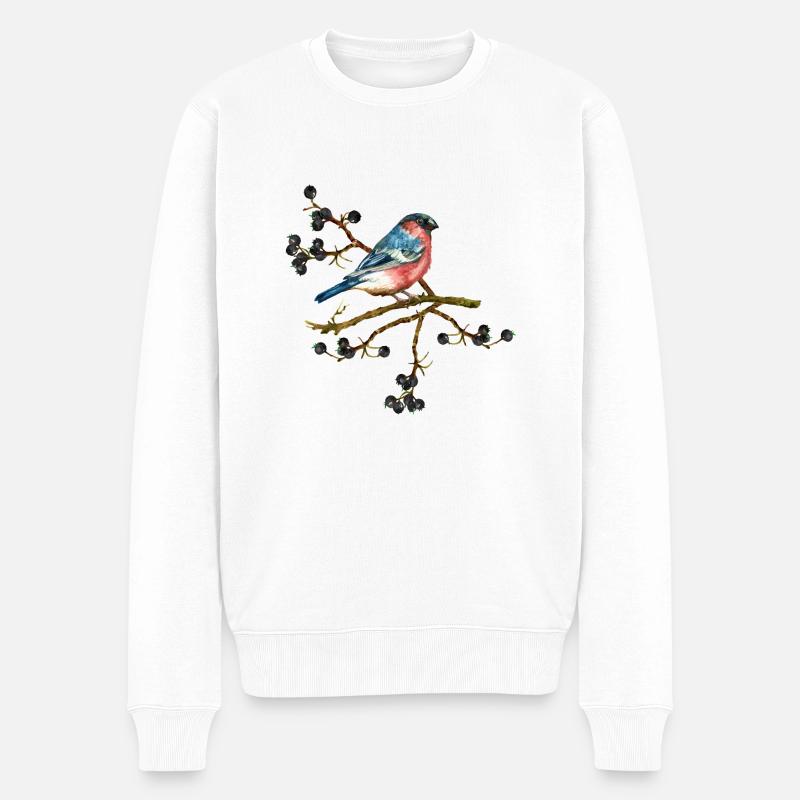 Bunter Vogel - Männer Premium Bio Pullover - Weiß