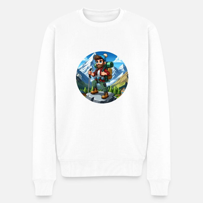 Wanderer in den Alpen - Männer Premium Bio Pullover - Weiß
