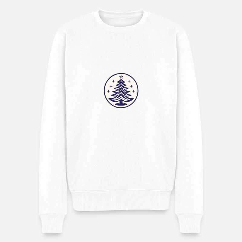 Weihnachtsbaum Emblem Tannenbaum oder Christbaum - Männer Premium Bio Pullover - Weiß