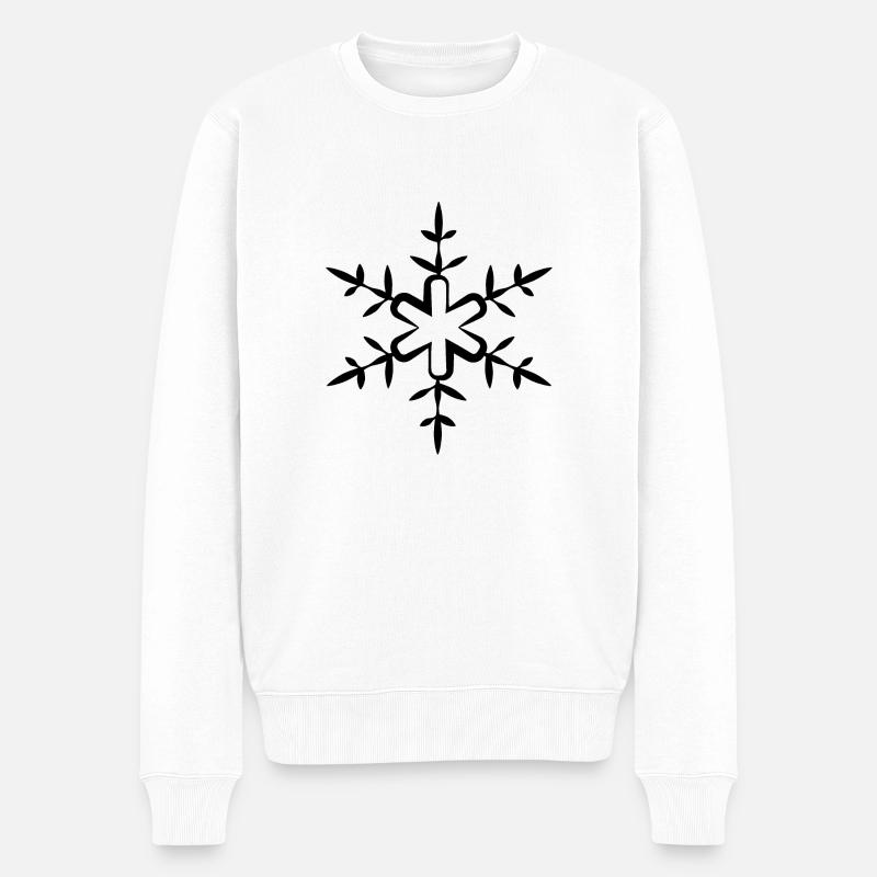 Schneeflocke - Männer Premium Bio Pullover - Weiß