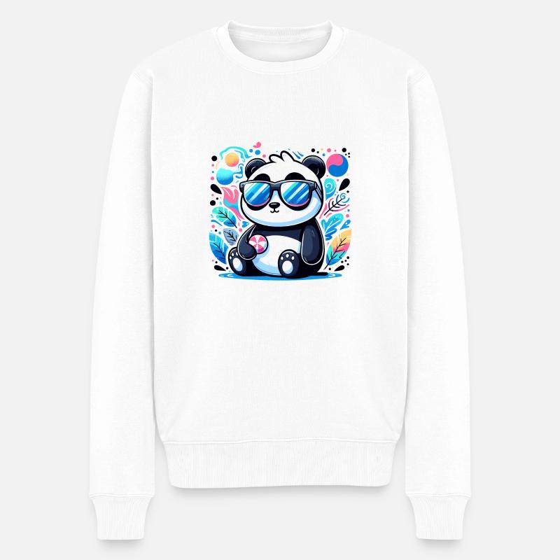 Panda Sonnenbrille - Männer Premium Bio Pullover - Weiß