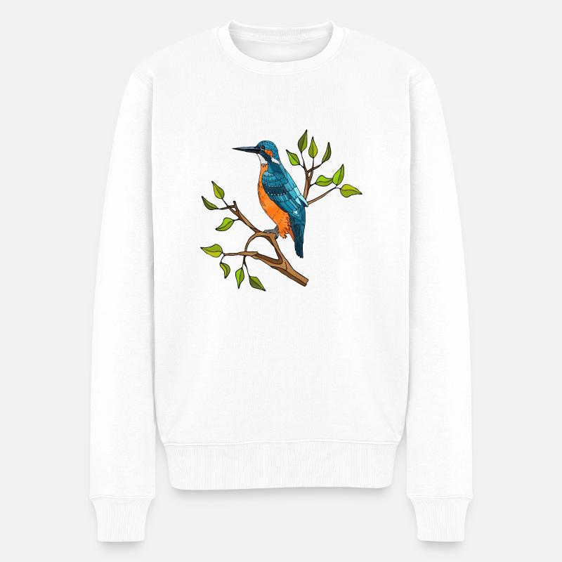 Bunter Vogel - Männer Premium Bio Pullover - Weiß