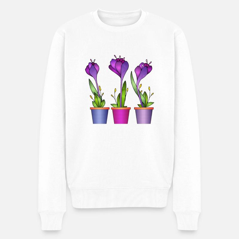 Blumen - Männer Premium Bio Pullover - Weiß