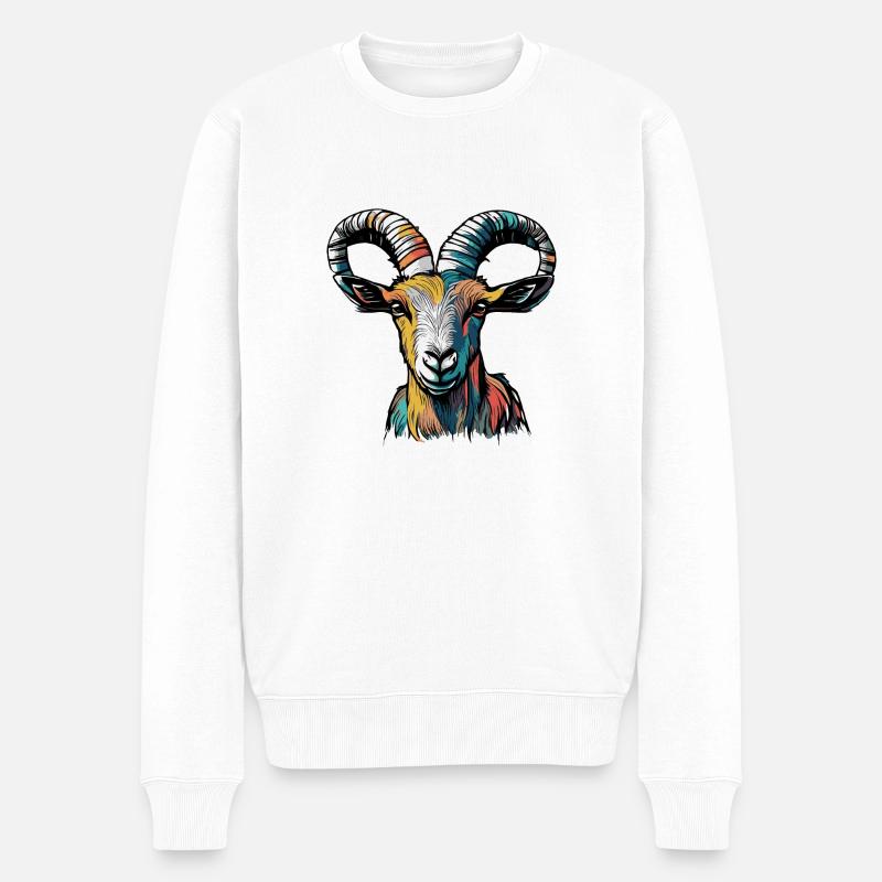 Ziege Steinbock Sternzeichen - Männer Premium Bio Pullover - Weiß