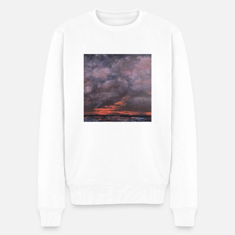 Lila Wolken - Männer Premium Bio Pullover - Weiß