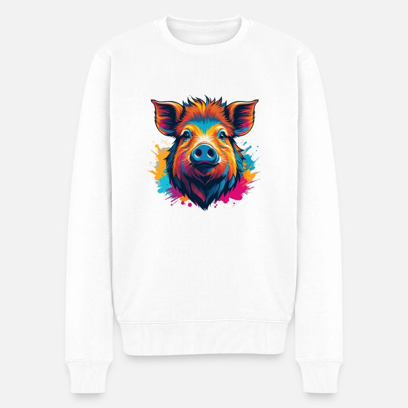 Eber - Männer Premium Bio Pullover - Weiß