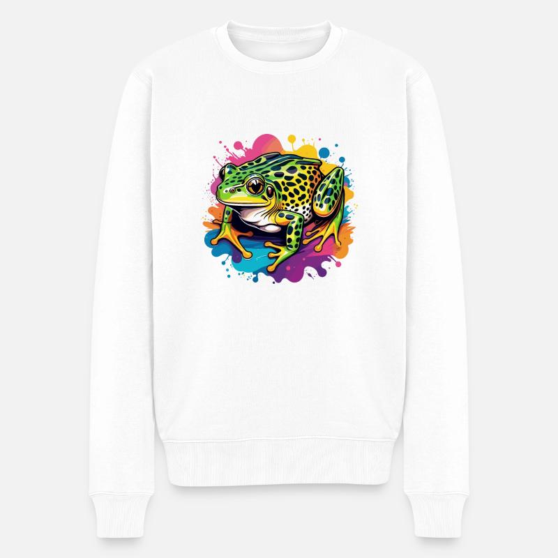 Leopard Frosch - Männer Premium Bio Pullover - Weiß