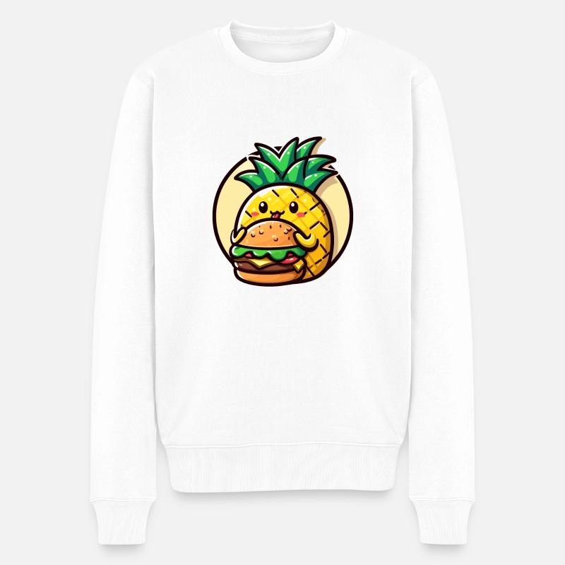 Ananas mange un burger - Pull Premium bio Homme - blanc