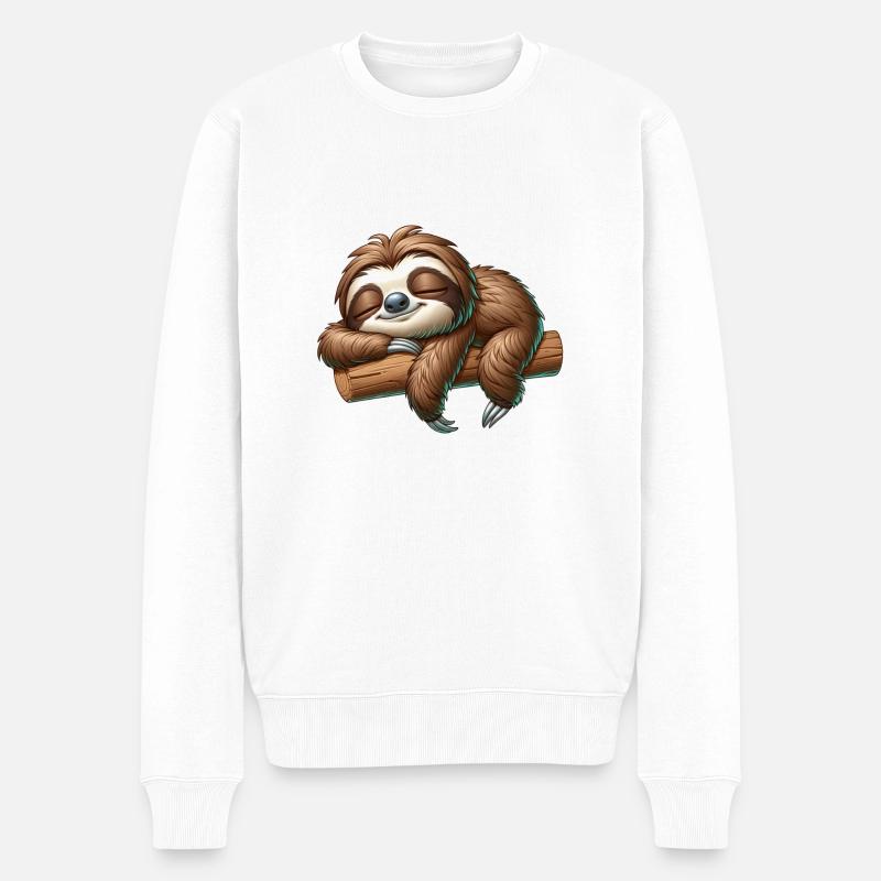 Süßes Faultier - Männer Premium Bio Pullover - Weiß