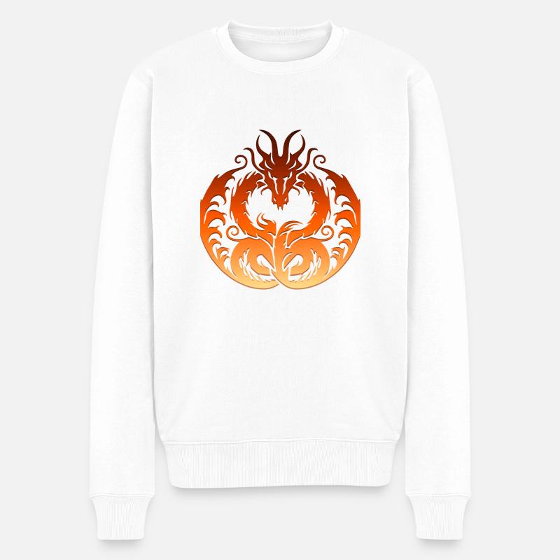 Fantasy Drache Anime Drachenkopf Mythisches Reptil - Männer Premium Bio Pullover - Weiß