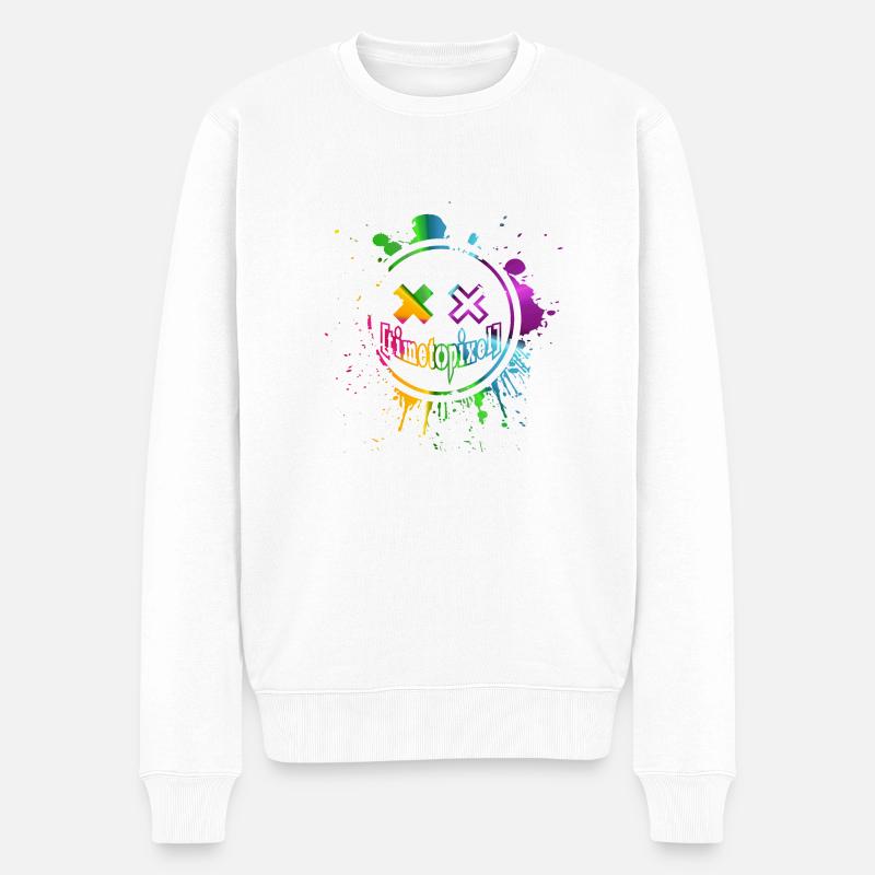 Pixelsmiley - Männer Premium Bio Pullover - Weiß