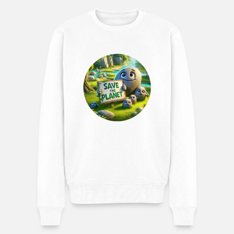 Stein Familie - Männer Premium Bio Pullover - Weiß