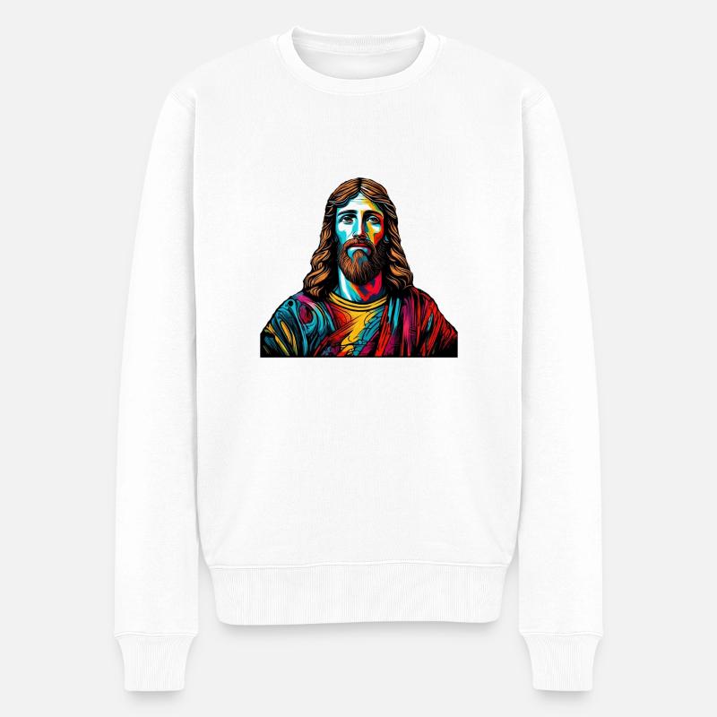 Jesus Graffiti - Männer Premium Bio Pullover - Weiß