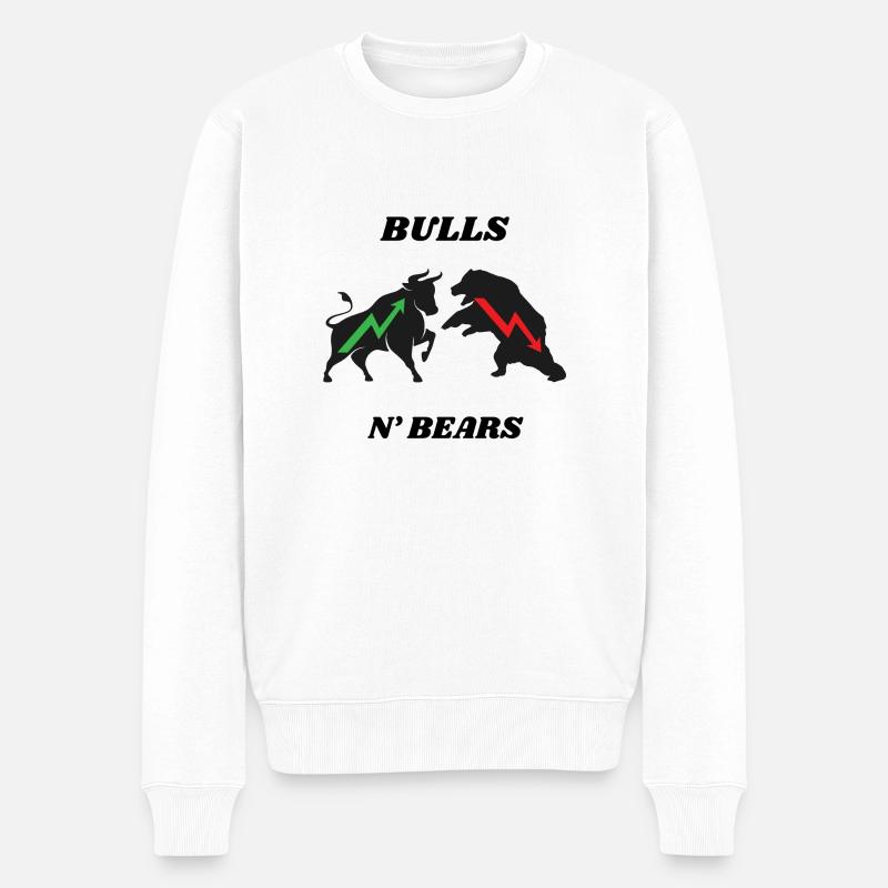 BULLS BEARS - Männer Premium Bio Pullover - Weiß