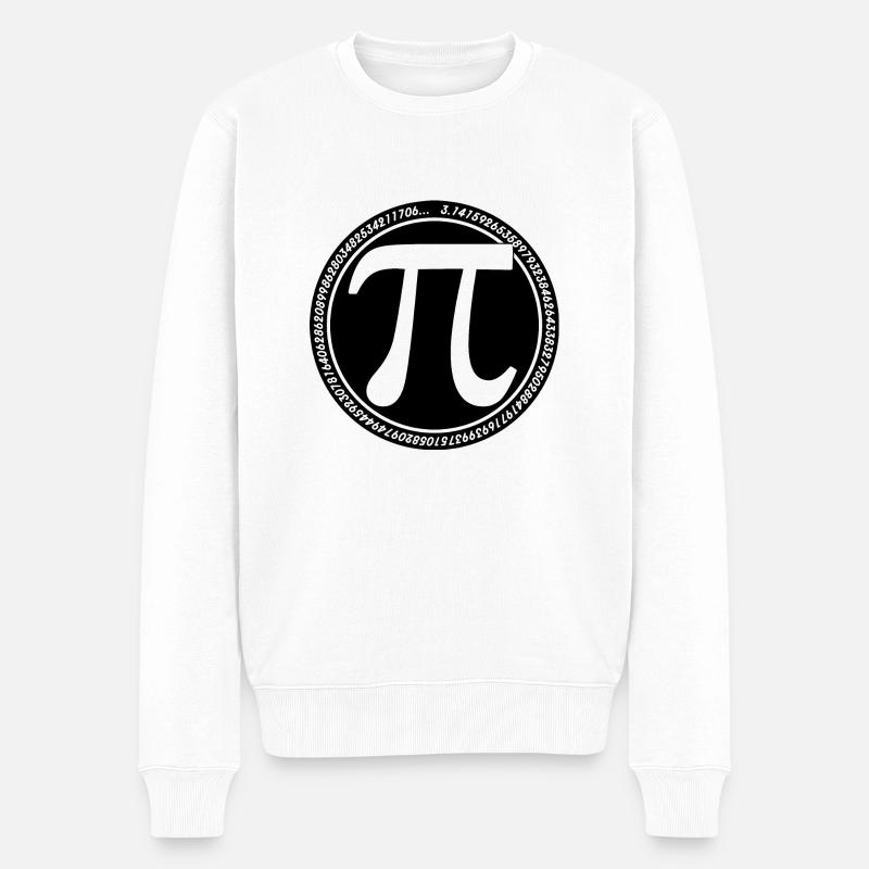 Rundes Pi-Symbol Weiß auf Schwarz mod long Pi Griechisch - Männer Premium Bio Pullover - Weiß