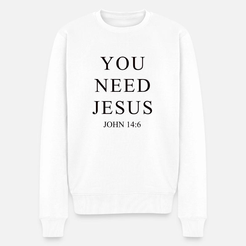 VOUS avez besoin de Jésus - Pull Premium bio Homme - blanc