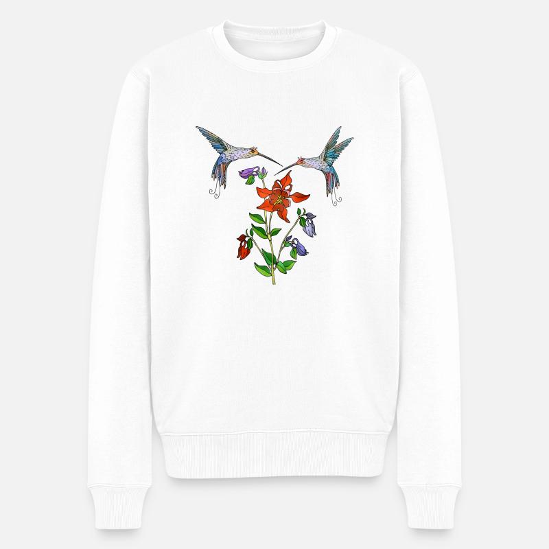 Bunte Vögel - Männer Premium Bio Pullover - Weiß