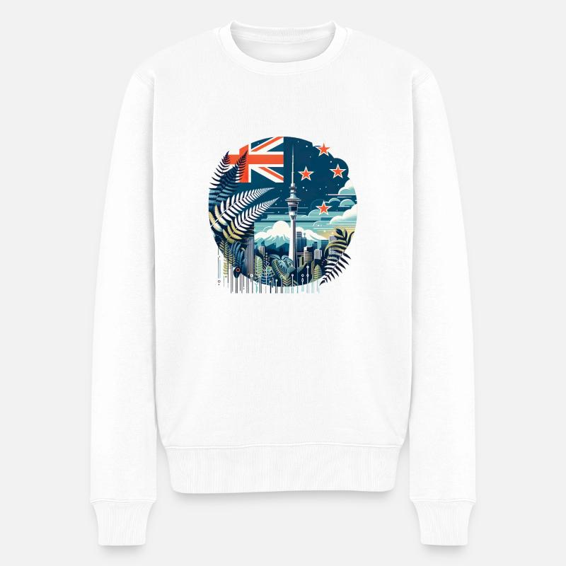 Nouvelle-Zélande Aotearoa Kiwi 18 - Pull Premium bio Homme - blanc