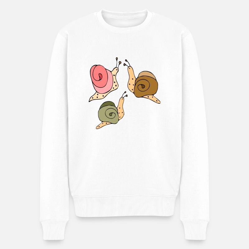 Schnecken - Männer Premium Bio Pullover - Weiß