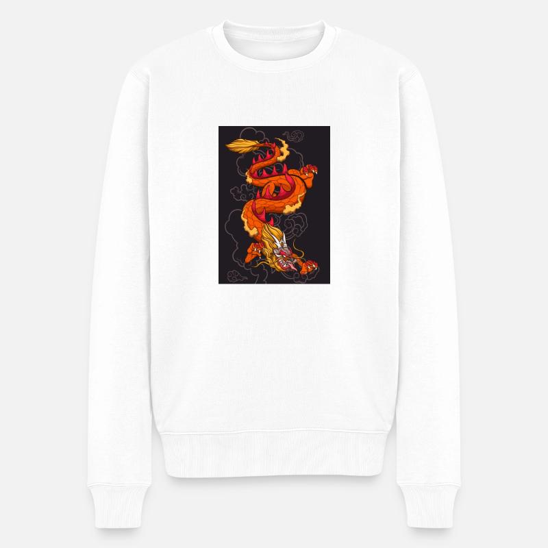 Chinesischer Drache - Männer Premium Bio Pullover - Weiß