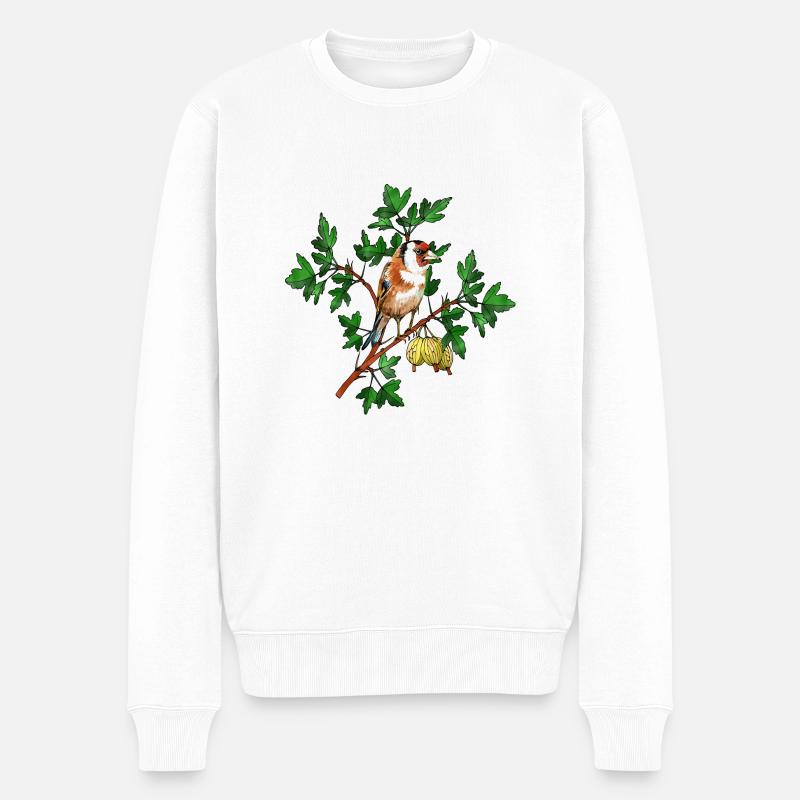 Bunter Vogel - Männer Premium Bio Pullover - Weiß