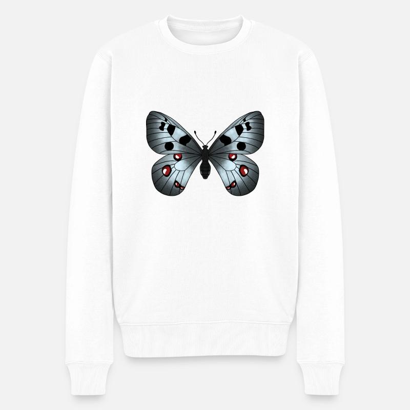 Gris papillon - Pull Premium bio Homme - blanc