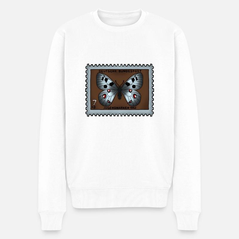 Timbre-poste papillon - Pull Premium bio Homme - blanc