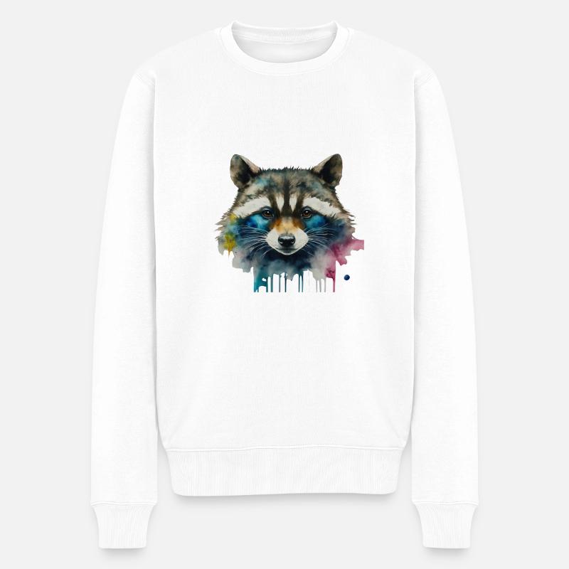 Waschbär Krafttier - Männer Premium Bio Pullover - Weiß