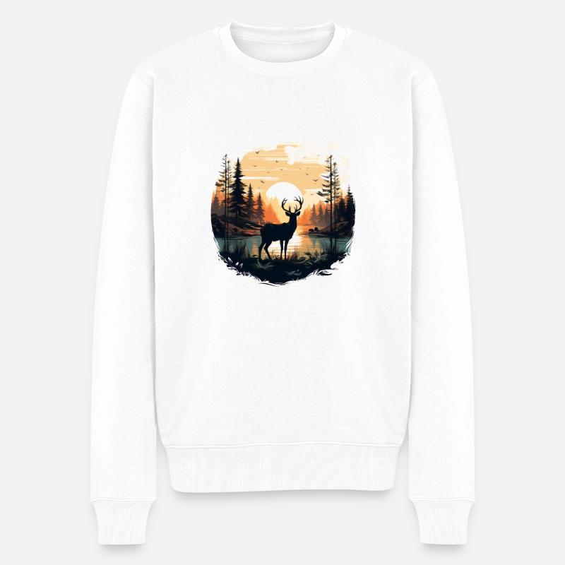 Hirschwald - Männer Premium Bio Pullover - Weiß