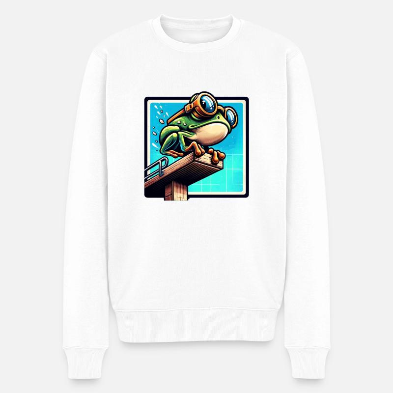 Frosch bereit zum Tauchen - Männer Premium Bio Pullover - Weiß