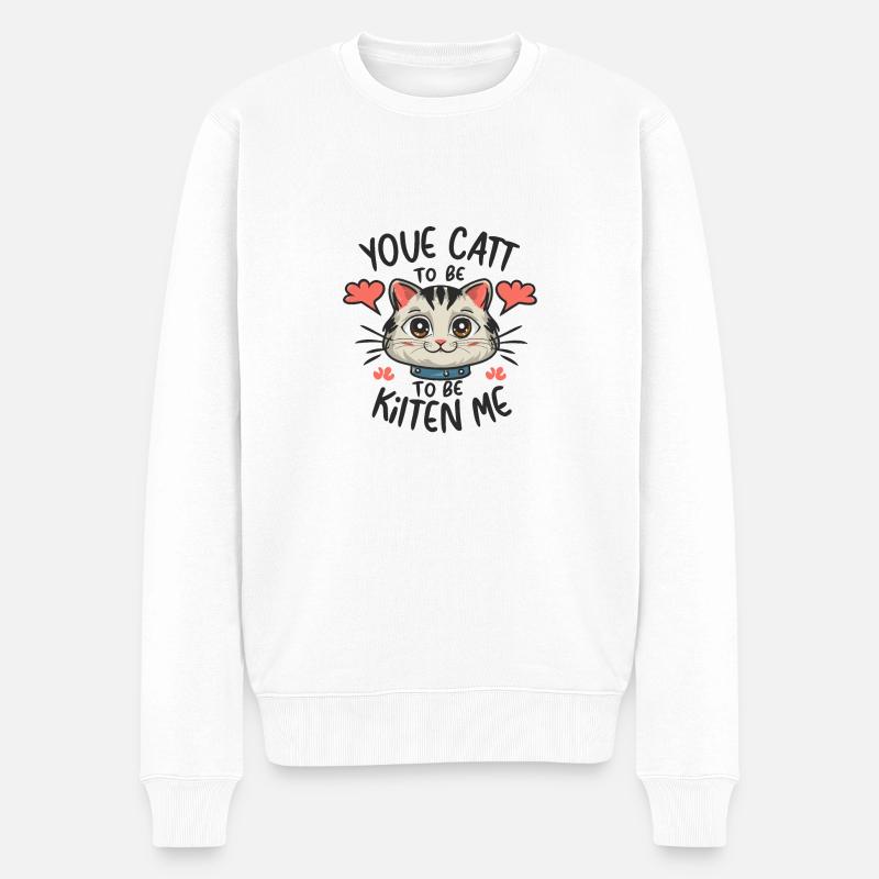 Comic-Schnurrbart-Laune - Männer Premium Bio Pullover - Weiß