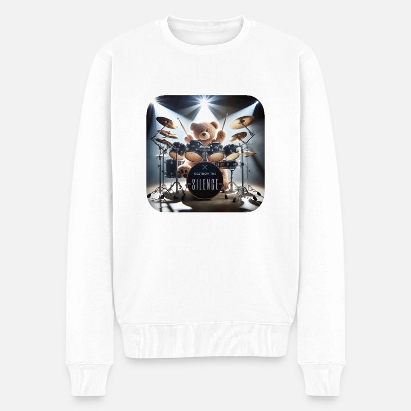 Teddy Drum - Männer Premium Bio Pullover - Weiß
