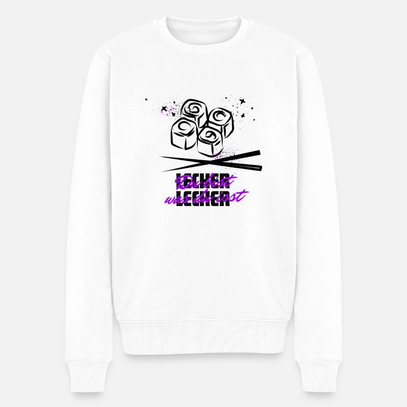 Du bist was du isst - Männer Premium Bio Pullover - Weiß